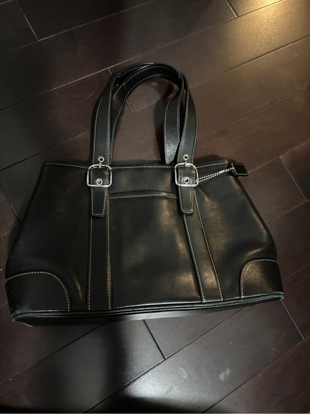 2003 Small Coach Hampton Black Leather Tote